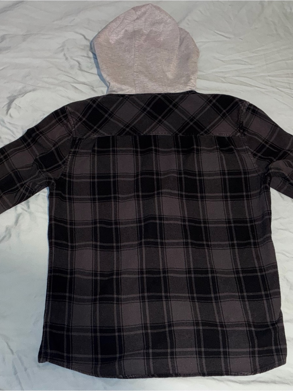 CCS Dark Gray and Black Plaid Hooded Flannel Men’s Medium